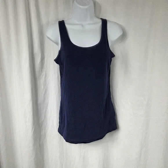 Time And Tru Tank Top Womens Medium Blue Scoop Neck Basic Stretch Shirt - Picture 1 of 9